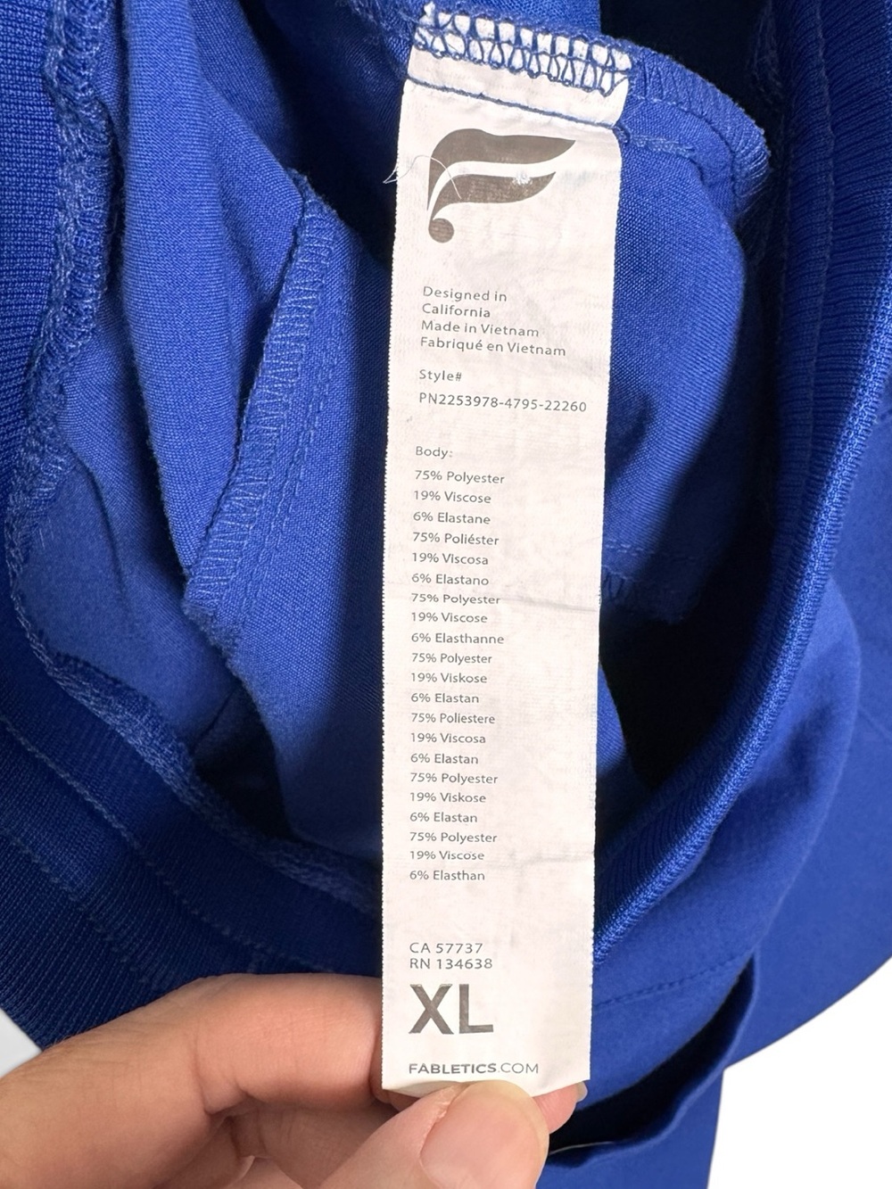 Fabletics Women’s Ion Scrub Pants XL Royal Blue Straight Leg Medical - Picture 8 of 8